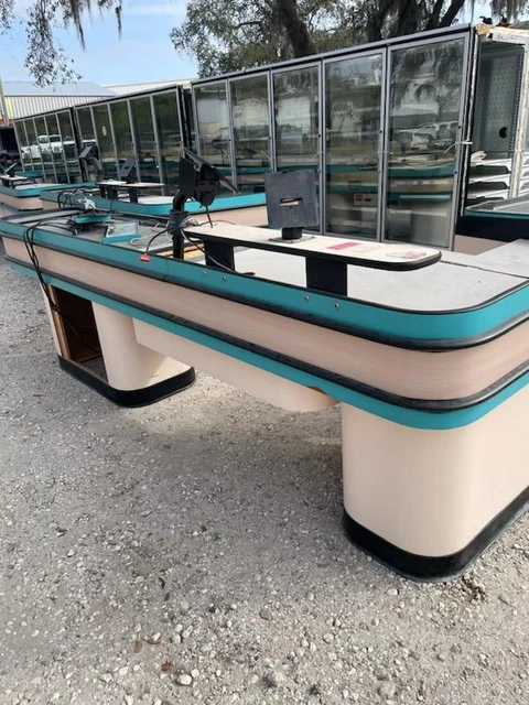 Checkout Counter Electric Belt 12' Motorized Check Lane Grocery Store Fixtures Checkout Counter Electric Belt 12' Motorized Check Lane Grocery Store Fixtures