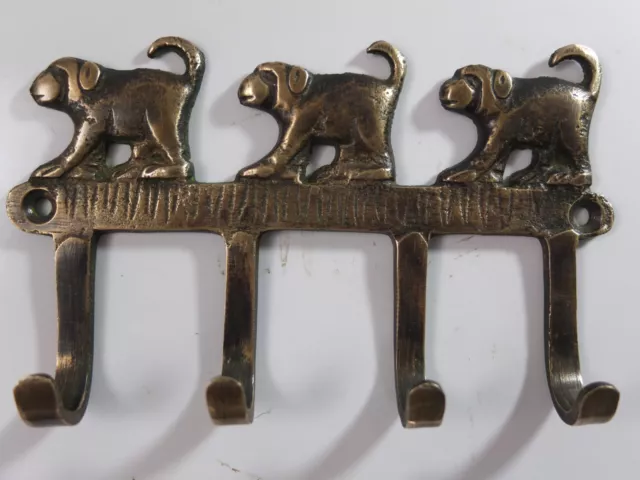 Vintage Antique Style Solid Brassn 3 Monkeys Wall Hooks Hanger. Key Coat Hat