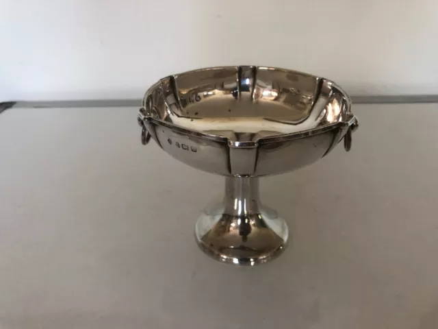 Sterling Silver Pedestal Bowl With Ring Handles (Birm 1910) 2