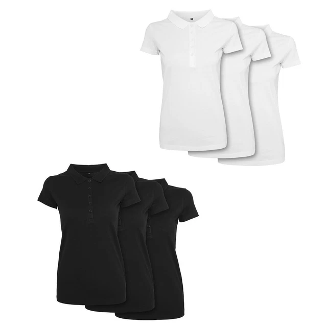 Build your Brand Femmes Jersey Polo 3-Pack T-Shirt Haut Polo Élégant
