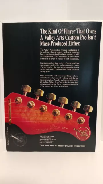 VALLEY ARTS GUITARS CUSTOM PRO- 1990 PRINT AD  11X8  x3