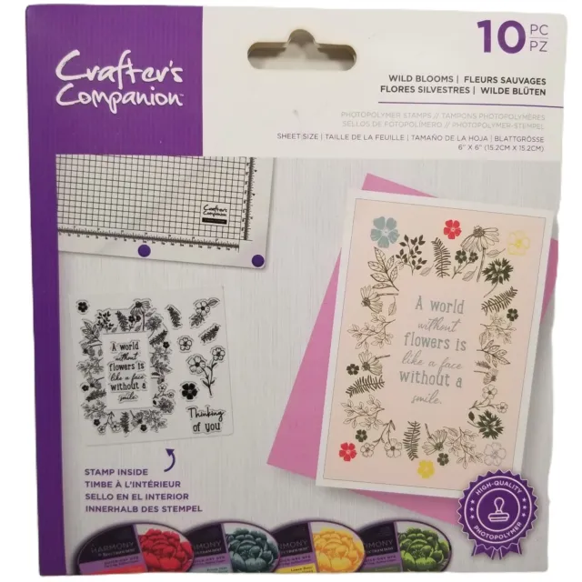 Crafter's Companion Photopolymer Stamp Set - WILD BLOOMS - 10 pieces, NEW
