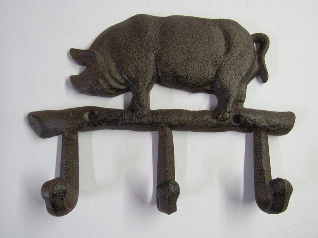 New Cast Iron Pig Wall Hook With 3 Hooks UX5378 Free Shipping