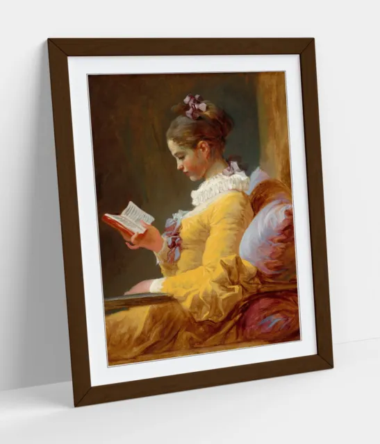 Jean-Honoré Fragonard, A Young Girl Reading -Framed Art Poster Paper Print 2
