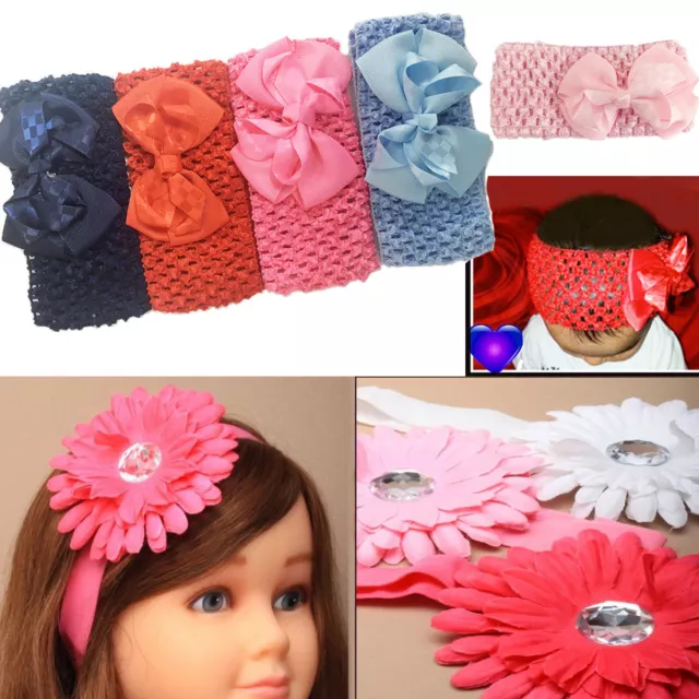 Baby Hair BOW Headband Elastic Band Stretchy Hairband Girls Kids Infant Toddler