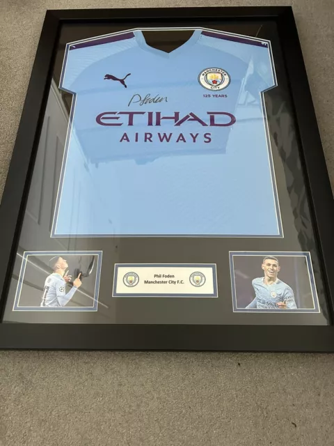 Phil Foden Framed Man City FC Signed Shirt With COA