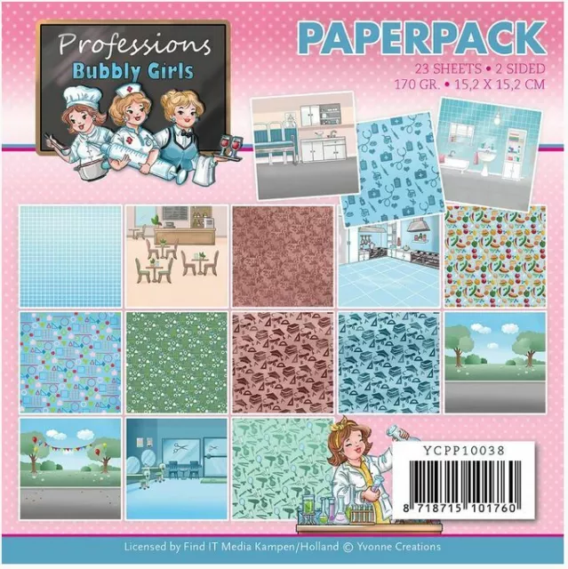 Find it Yvonne Creations - Bubbly Girls - Professions Paperpack 15x15cm Card