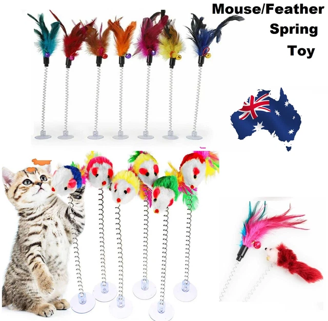 Kitten Cat Feather Mouse Toy Bell Wand Teaser Interactive Play Pet Toys Gift