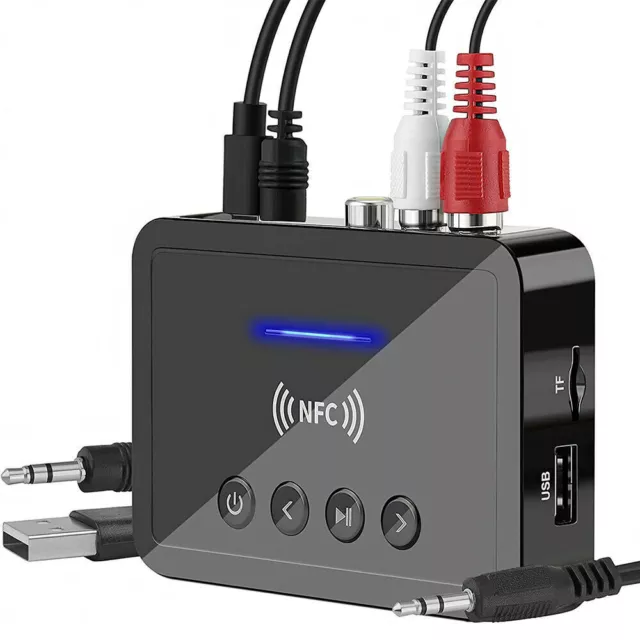 NFC Wireless Bluetooth 5.0 Audio Transmitter Receiver HiFi Music Adapter AUX RCA