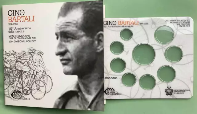 San Marino Offizieller Euro Kursmünzensatz 2014 Blister Gino Bartali leer empty