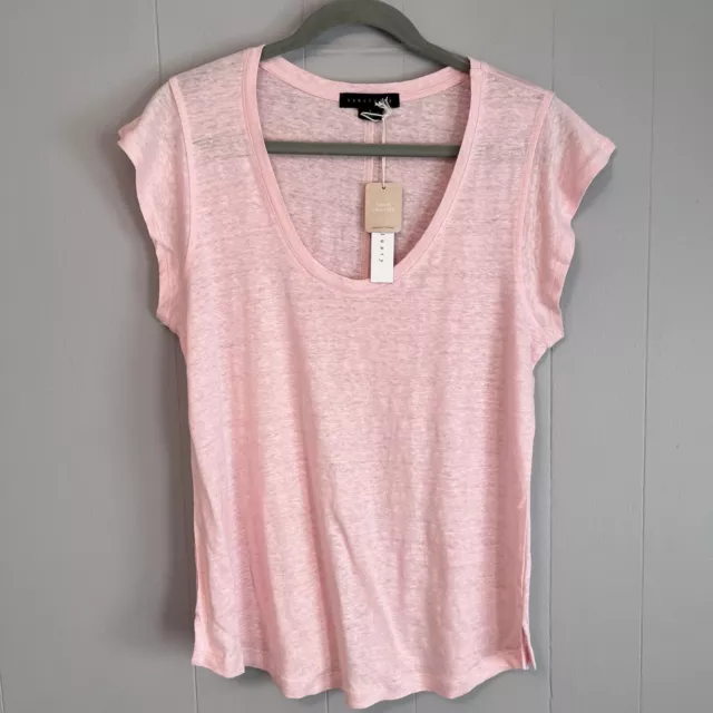 Sanctuary Top Womens Size Large Linen Knit T Shirt Pink New