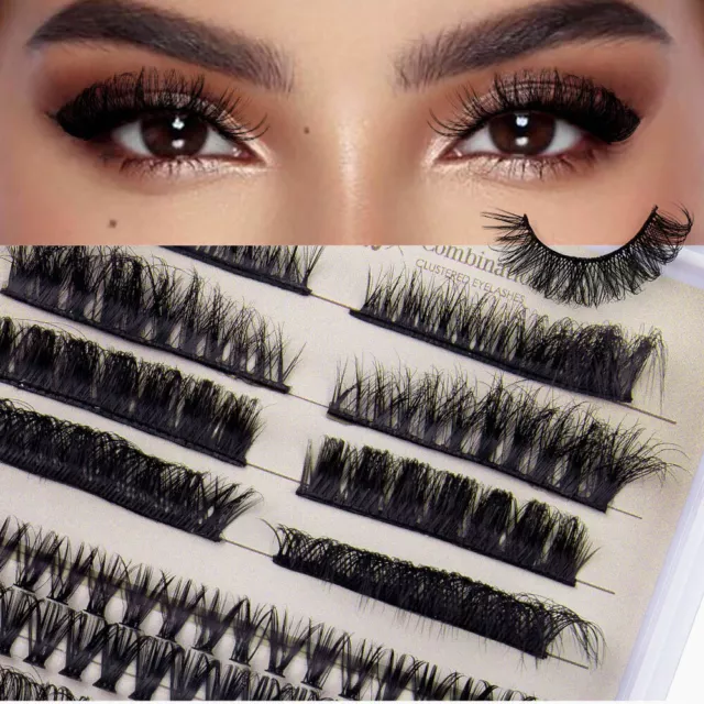 Segmentado Lash Extensión Injerto Clúster Pestañas Mix Rizos Volumen 4PCS Mo <