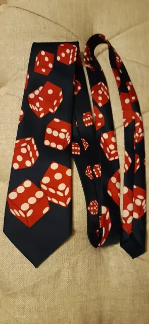 Vintage dice casino pictorial 100% Silk abstract gambling tie rockabilly