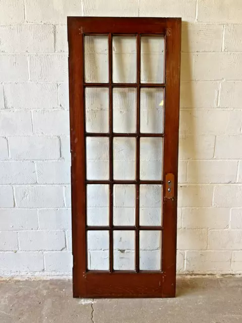 1900s Antique FRENCH DOOR Original Glass CRAFTSMAN / MISSION Style Fir ORNATE-6