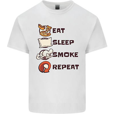 Eat Sleep Smoke Weed Repeat Drugs Cannabis Mens Cotton T-Shirt Tee Top