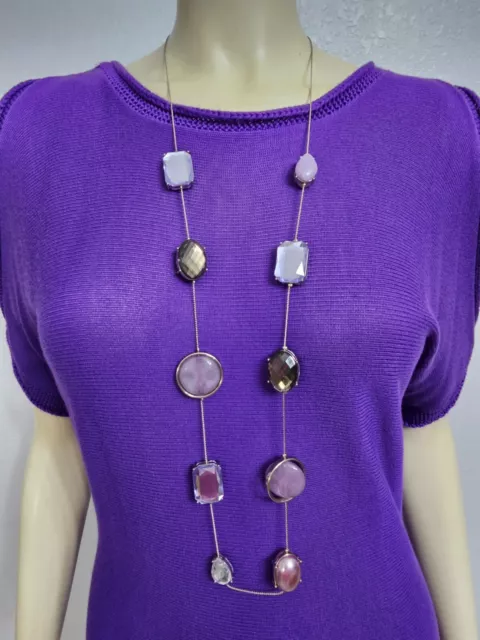 Chico's women long necklace different lavender colors on metal NWOT. STUNNING.