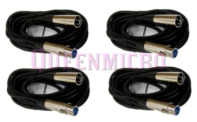 4 Pack- 25FT XLR 3Pin Male Female Mic Microphone Audio Shielded Cable 25'Ft Foot
