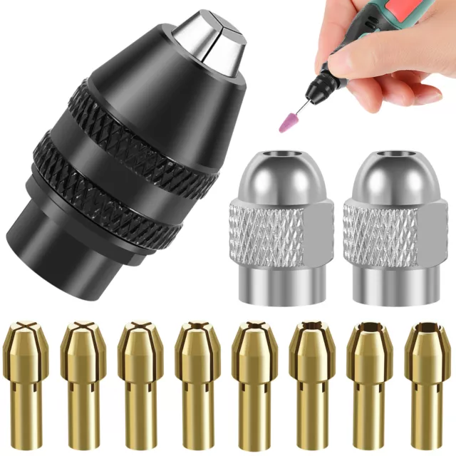 11Pcs Electric Grinder Collet Set Sturdy Drill Chuck Collet Kit Shank Metal Bit☌