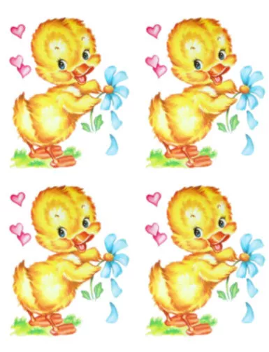Vintage Image Retro Yellow Duck Flower Furniture Transfer Waterslide Decal AN661
