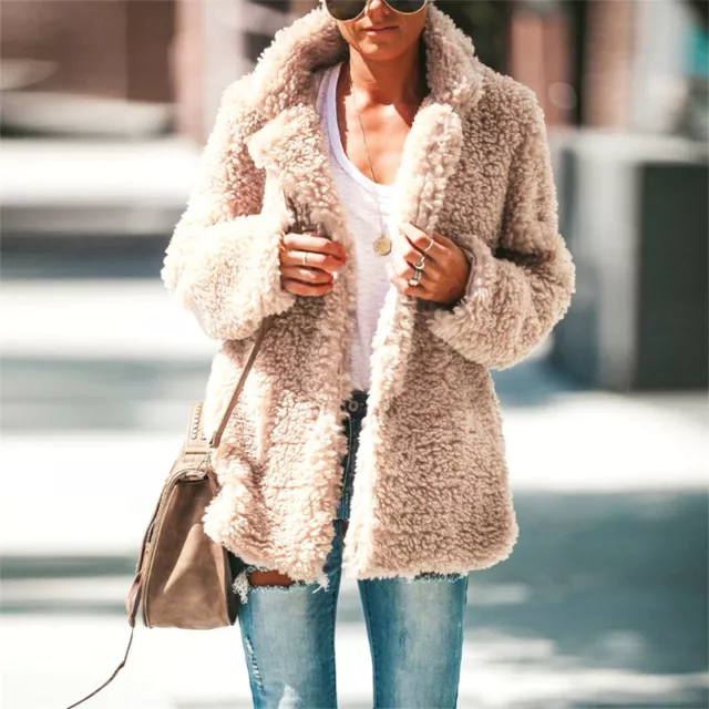 Women's Teddy Bear Fluffy Coat Faux Fur Jacket Winter Warm Cardigan Outwear Hot 3