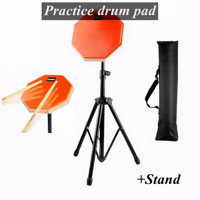 8Inch Practice Pad Silent Practice Pad Soft Rubber Wooden Base Adjustable Height 3