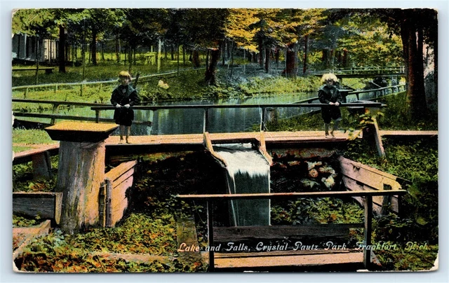 Postcard Lake and Falls, Crystal Paths Park, Frankfort, Michigan 1913 G106