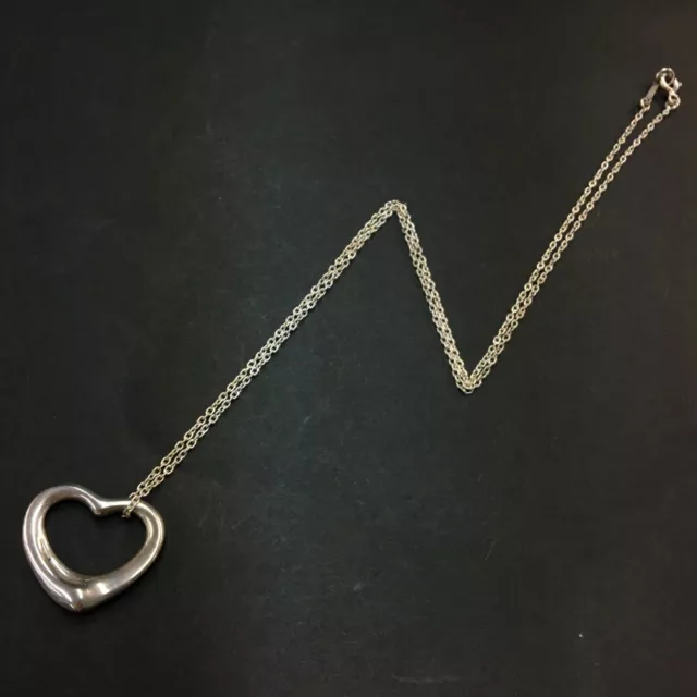 TIFFANY&CO. Silver 925 Elsa Peretti Open Heart Pendant Necklace/4X1239