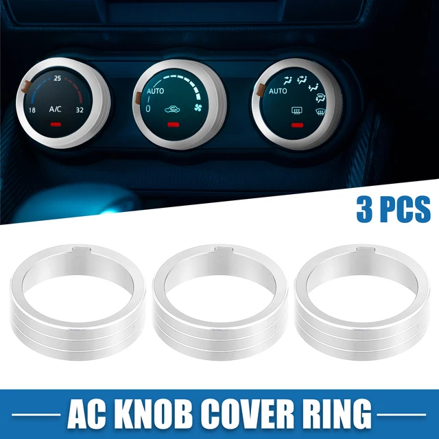AC Knob Climate Control Cover for VW MK7 Golf GTI 15-20 Silver Tone (Pack of 3)