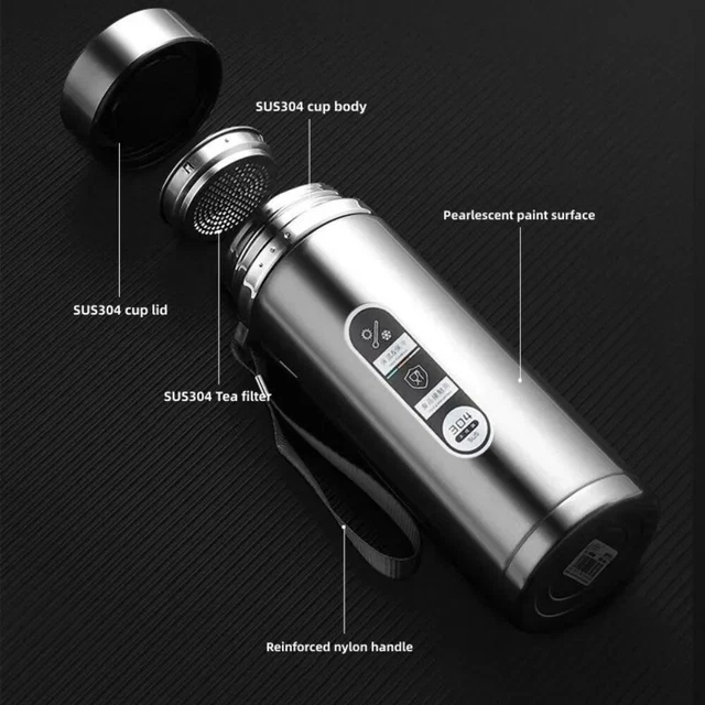 Gourde Isotherme Inox 500ml Ou 1L Avec Affichage LED Température - Neuf