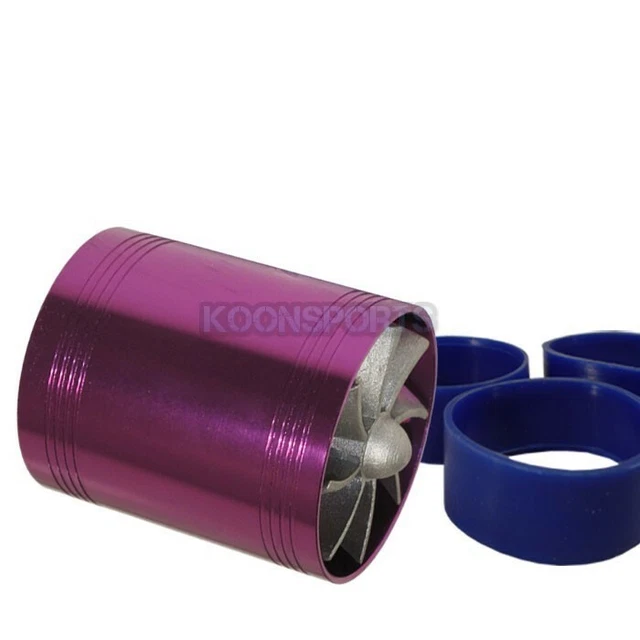 2.5" Tornado Turbonator Motor Intake Dual Fan Gas Fuel Saver Supercharger Purple