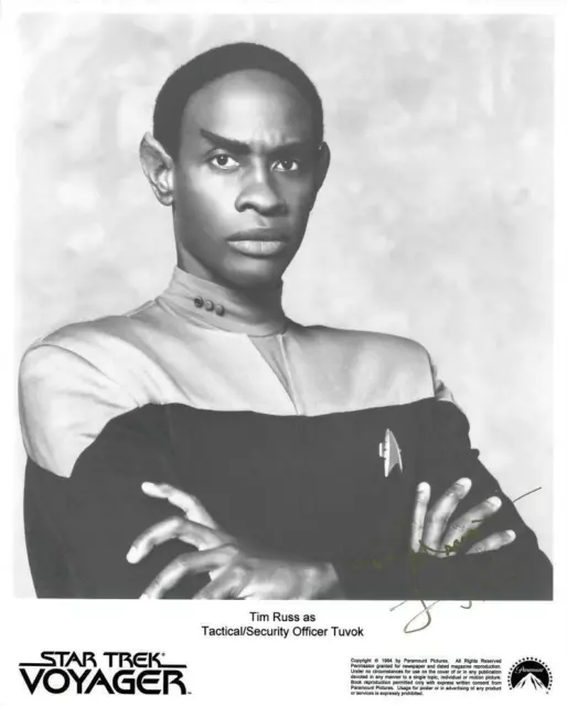 Autografo originale Tim Russ come Tuvok di Star Trek, foto reale 20x25 cm