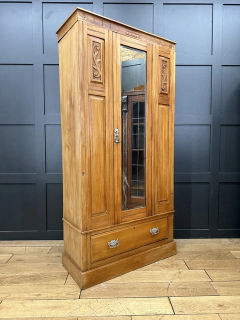 Antique Single Walnut Wardrobe / Armoire / Cupboard Bedroom Storage