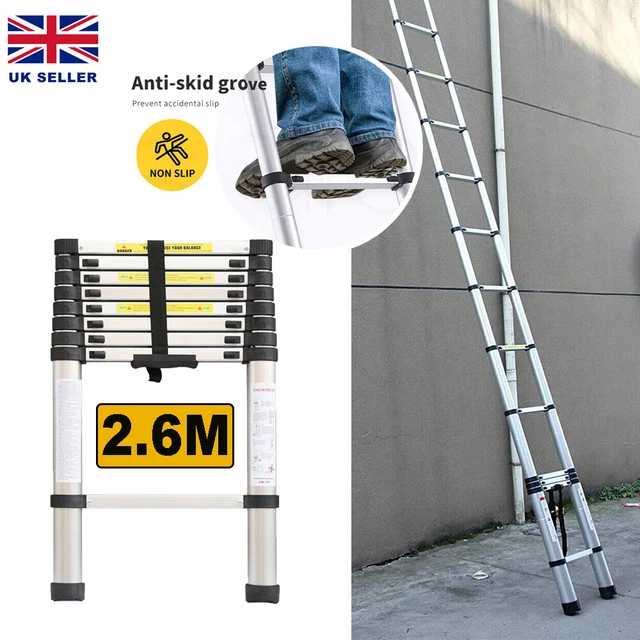 TELESCOPIC LOFT LADDER 2.6M Extendable Collapsible Steps Ladders