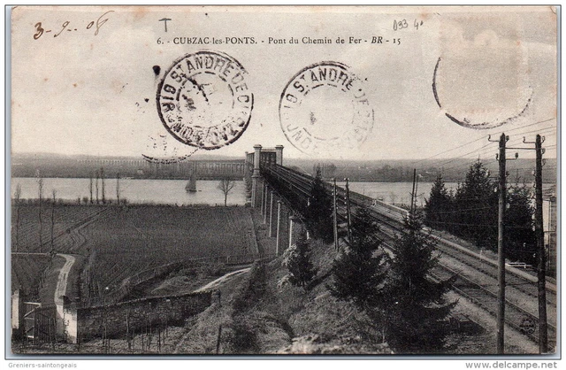 33 CUBZAC LES PONTS - le pont du chemin de fer , vue d'ensemble