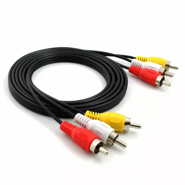 Câble 3 Rca Mâle Extension Audio Vidéo Stéréo Fin Composite Av Pour TV PC 3M 2