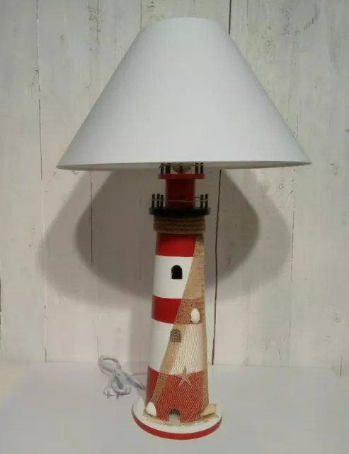 Maritime Tischlampe Tischleuchte Holz Leuchtturm 66 cm hoch Auswahl 3 Modelle