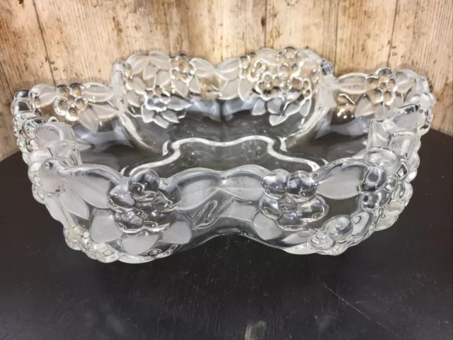 Vintage Mikasa Walther Glas Crystal Carmen Clear & Frosted Decorative Oval Bowl