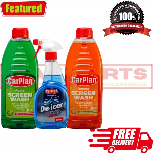 CarPlan Fragranced Concentrated Screenwash-Orange &Apple-1L & De-Icer 500ml Pack