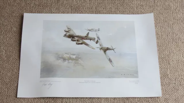 BATTLE OF BRITAIN Memorial Flight Lancaster Spitfire Hurricane  Print 53cmx 36cm