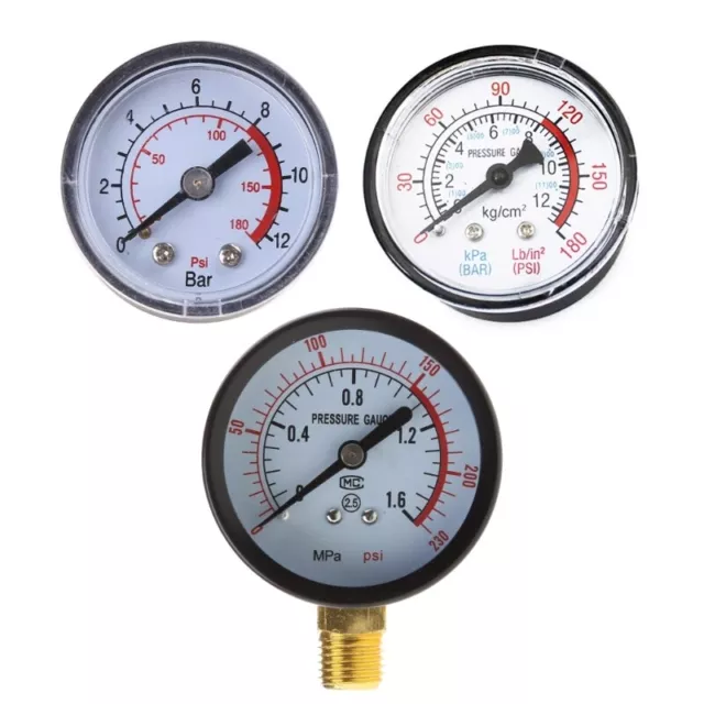 Air Compressor Gauge All Purpose Pressure Gauge Iron/Plastic for  Dual Scale