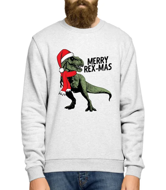 T-Rex Christmas Jumper Merry Rex-Mas Funny Mens Ugly Xmas Dinosaur Sweater L359