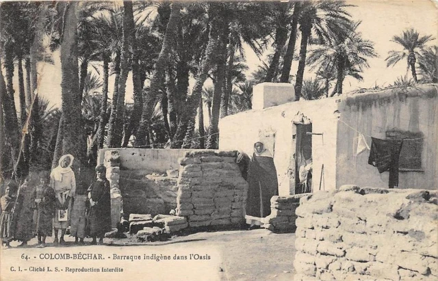 Cpa Algerie Colomb Bechar Barraque Indigene Dans L'oasis