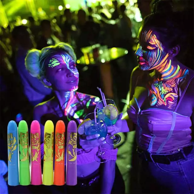 Neon Face Paint Glow In The Dark Face 8 Colour make up kit non toxic NEW
