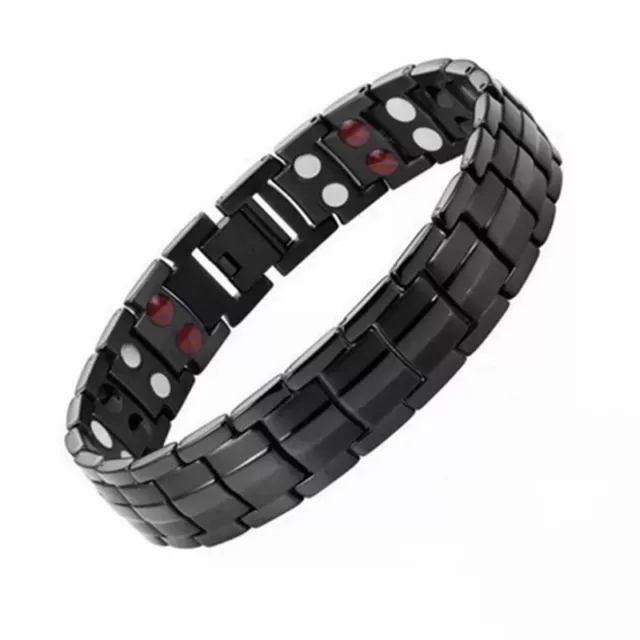 Bracelet magnétique en titane noir avec des aimants++