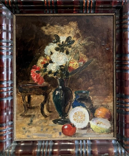 ANTIQUE OIL PAINTING FINE FRENCH IMPRESSIONIST Still Life Study c1880 ...