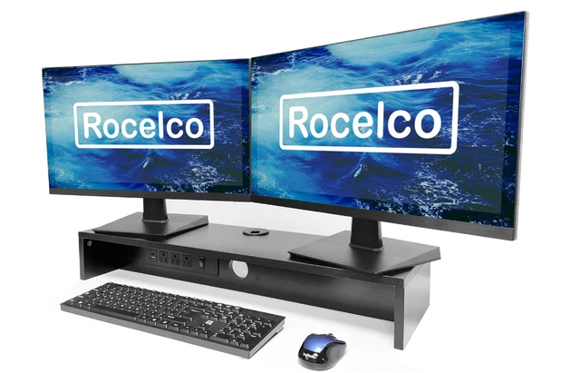 Rocelco Rdm2 ROCELCO 30& DUAL Monitor Stand with AC Outlets and USB Power/Charging ...
