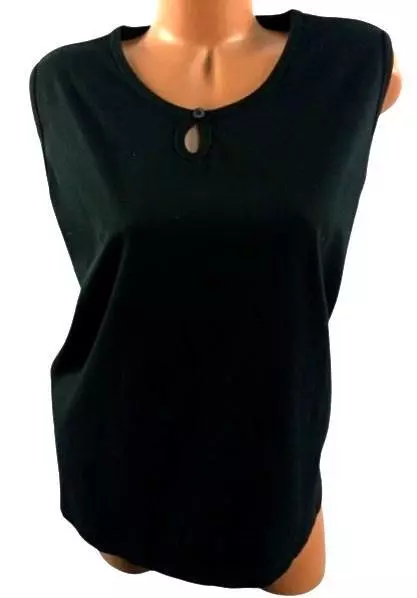 BASIC EDITIONS BLACK scoop neck women's sleeveless plus top 2X $14.99 ...