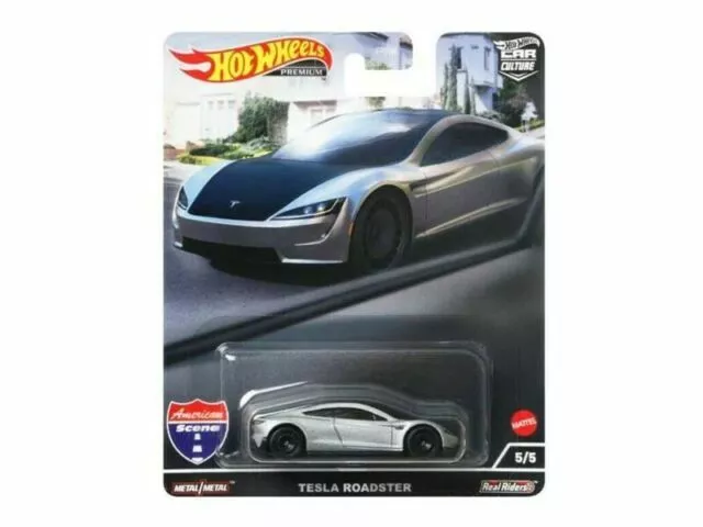Hot Wheels 1:64 Car Culture Tesla Roadster Model Car HCK02 Silver Diecast Model