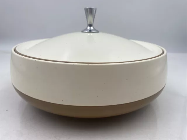 Vintage Insulated Covered Dish Bowl Yellow White Vacron Bopp Decker Inc. Serving