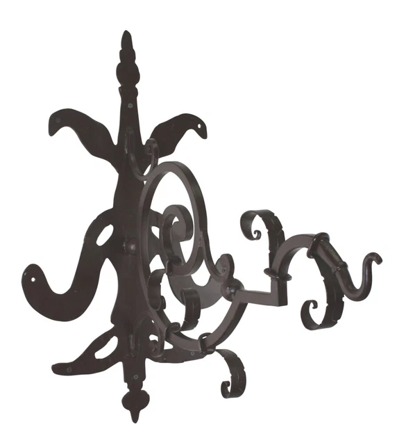 Luxe Ornate Iron Gothic Scroll Hanging Bracket Wall Mounted Hook Hanger Outdoor